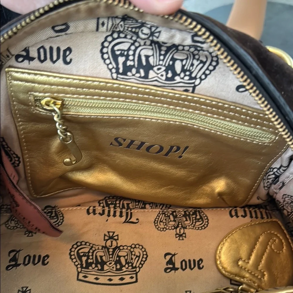 Juicy Couture ROYAL JUICY brown gold bowler bag purse Y2K - Picture 12 of 16